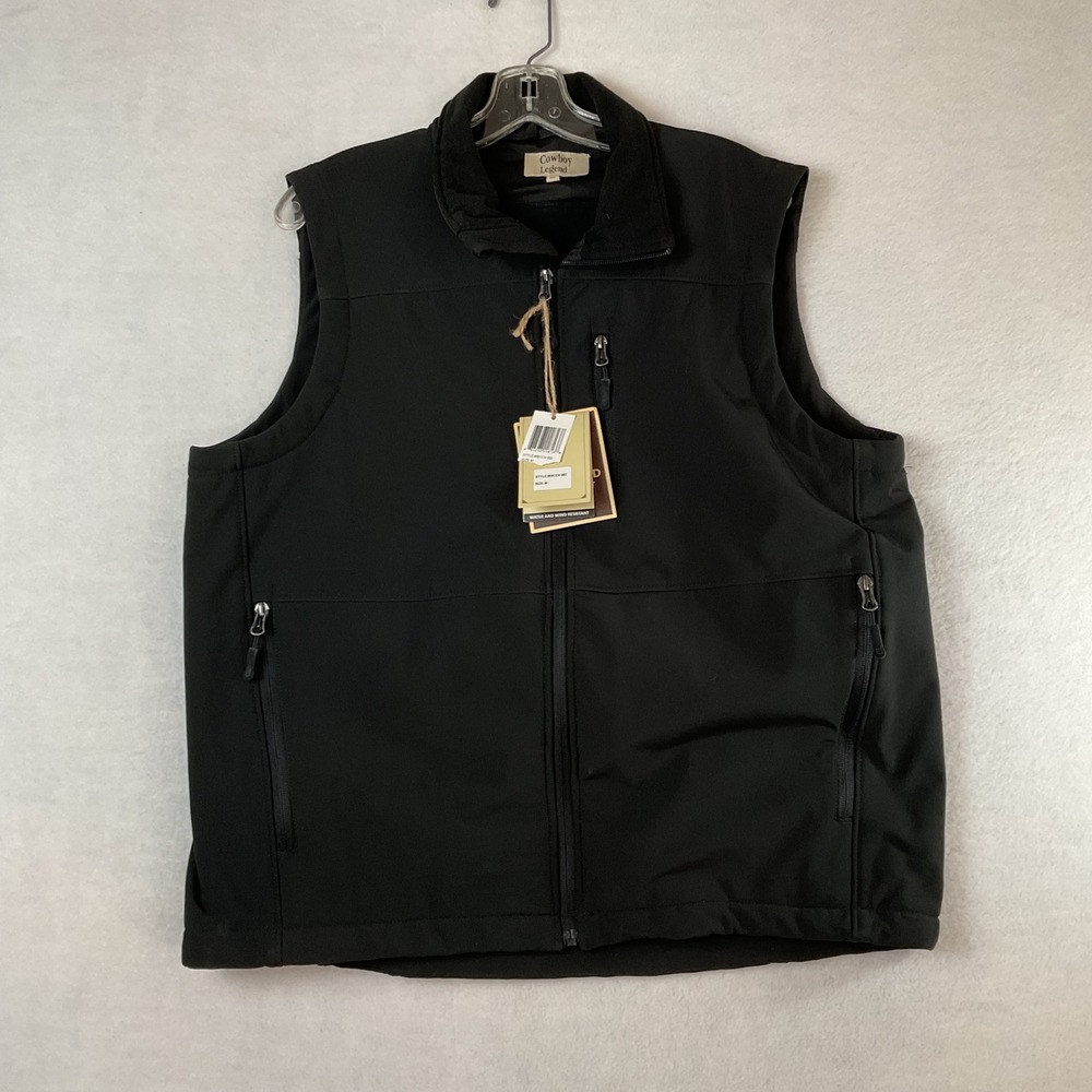 Cowboy Legend Mens M Black Softshell Vest Concealed Carry Pocket Water Resistant